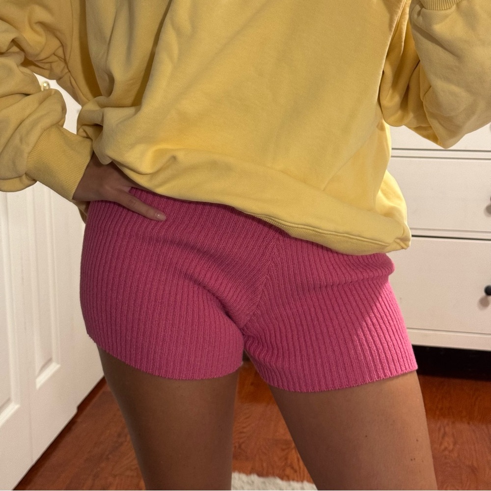 Zara Pointelle Knit Shorts Pink